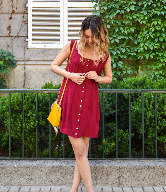 Vestido Margarita burdeo