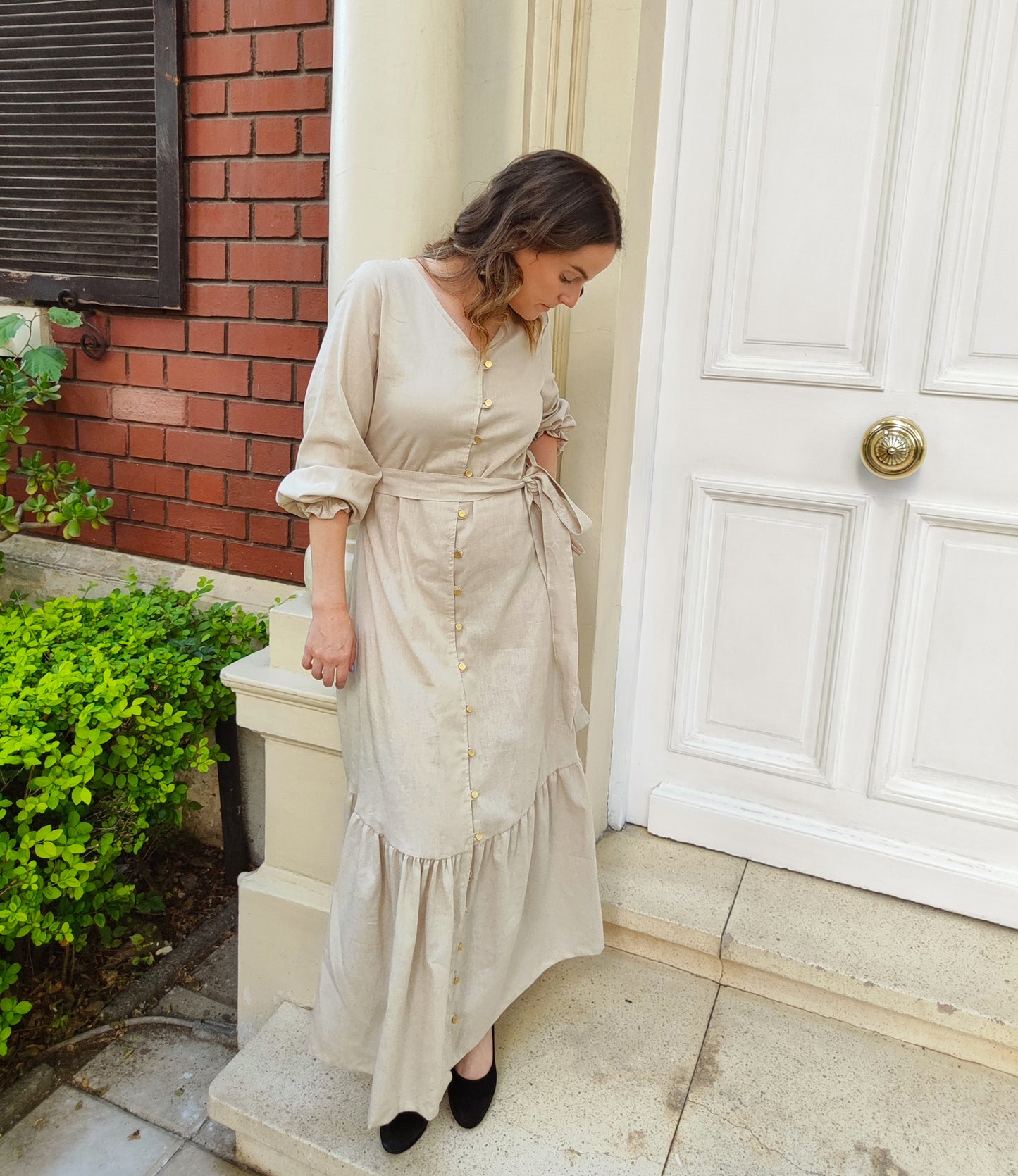 Vestido Cloe lino beige