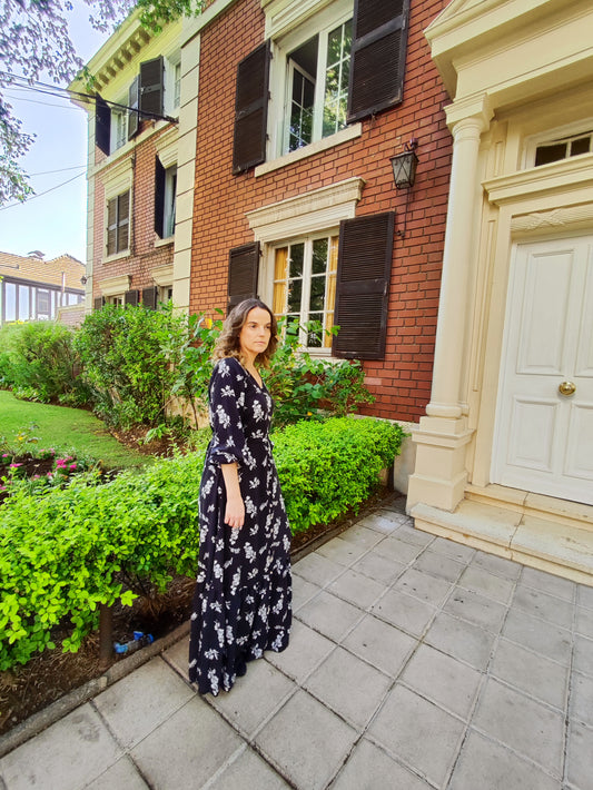 Vestido Cloe flores negro